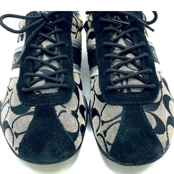 COACH Women's Jayme Signature Black and Silver Canvas Athletic Shoes USA Size 7M - Picture 3 of 16